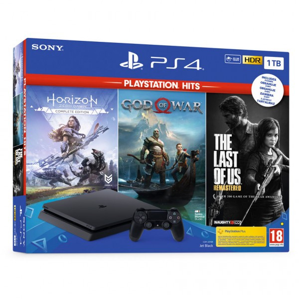 SONY konzola PLAYSTATION 4 SLIM 1TB + Horizon Zero Dawn + God of War 4 + The Last of Us - PS4