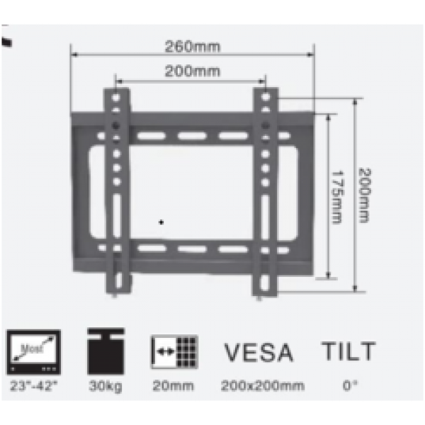 STARK TV NOSAČ ST859 FIKSNI, dijagonala do 42", nosivost do 30Kg - Image 2