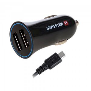 SWISSTEN Auto Punjac 2.4A 2xUsb Micro (Crna)
