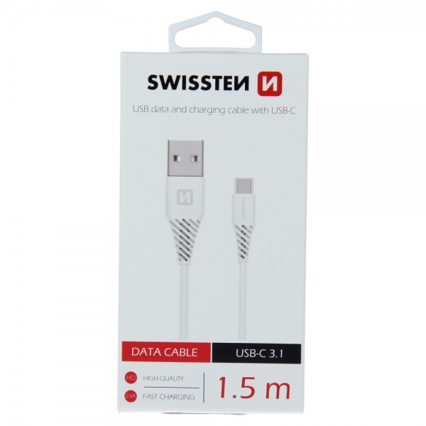 SWISSTEN USB Data Cable 1.5m 3.1 Type-C (Bela) - Image 2