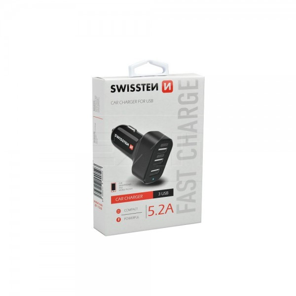 SWISSTEN Auto Punjac 5.2A 3xUsb (Crna)