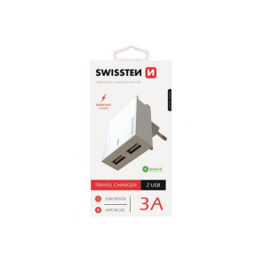 SWISSTEN Kuciste Punjaca 3A 2xUsb (Bela)
