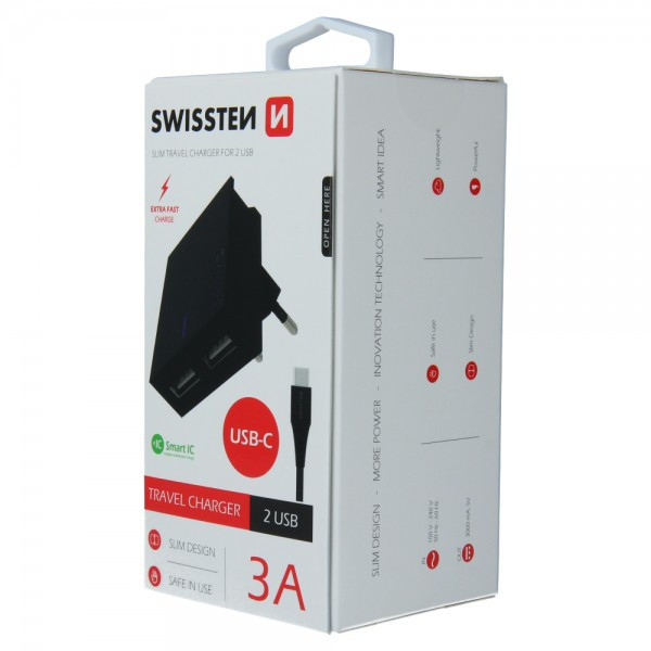 SWISSTEN  Kucni Punjac 3A 2xUsb Type-C (Crna) - Image 3