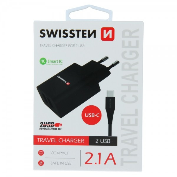 SWISSTEN Kucni Punjac 2.1A 2xUsb Type-C (Crna) - Image 2