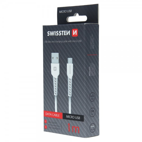 SWISSTEN USB Data Cable 1m Micro (Bela) - Image 2