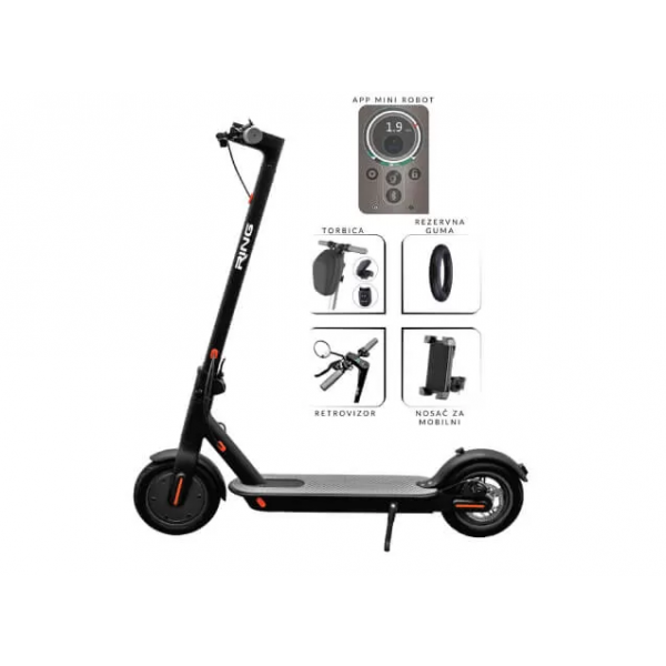 RING Električni trotinet + torbica, retrovizor RX2 Soild