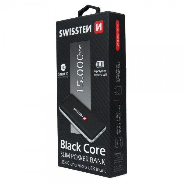 SWISSTEN PowerBank SlimCore 15.000mAh type C (Crna) - Image 3