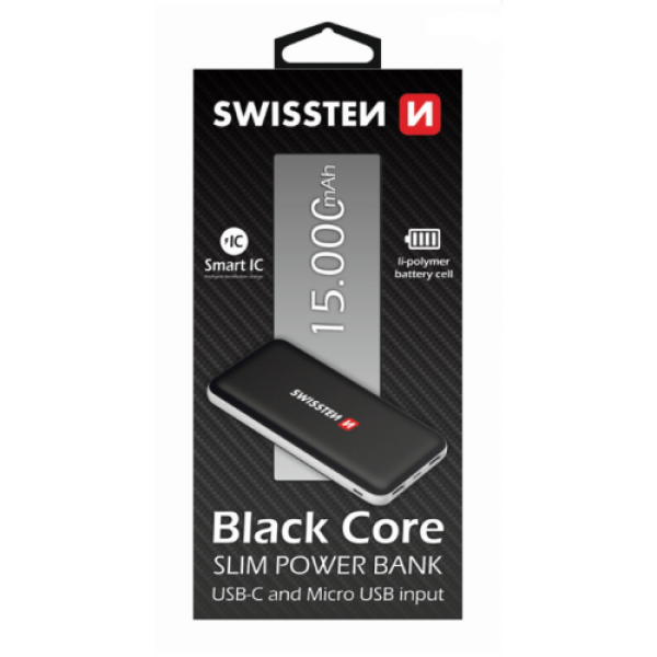 SWISSTEN PowerBank SlimCore 15.000mAh type C (Crna) - Image 2