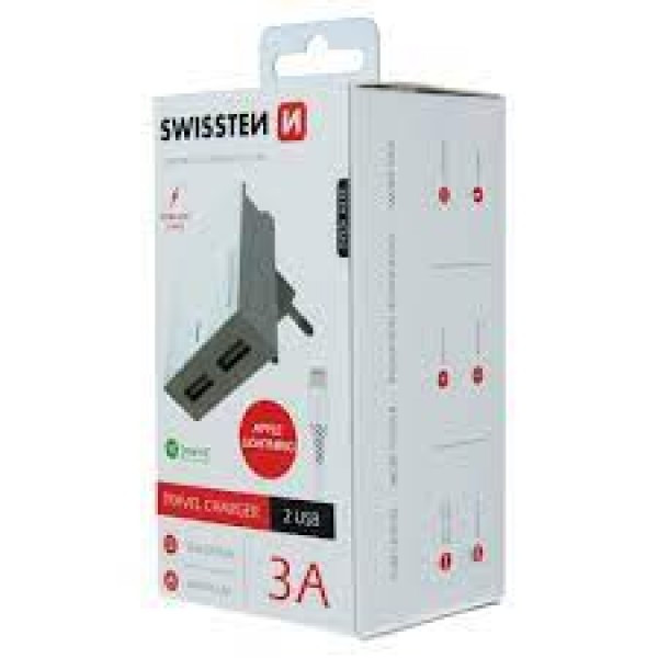 SWISSTEN Kucni Punjac 3A 2xUsb Lightning (Bela) - Image 2