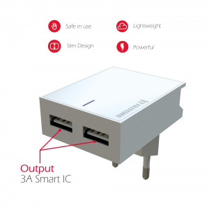 SWISSTEN Kucni Punjac 3A 2xUsb Lightning (Bela)