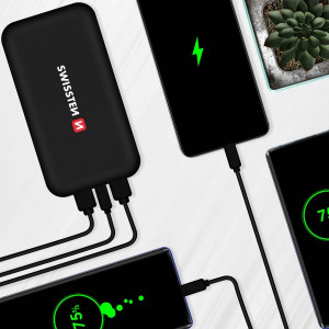 SWISSTEN PowerBank SlimCore 15.000mAh type C (Crna)