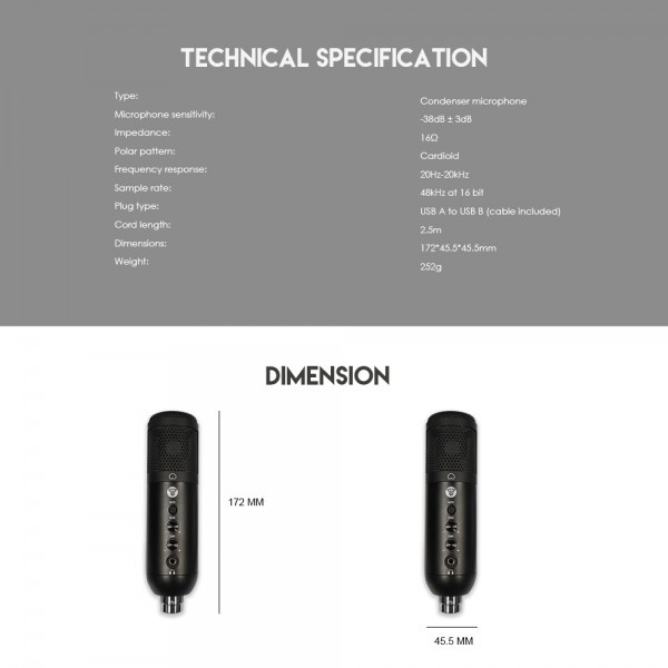 FANTECH Mikrofon MCx01 Leviosa (Crna) - Image 8