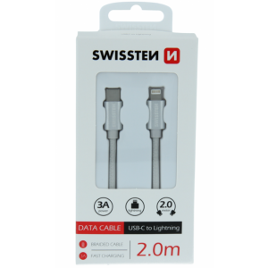 SWISSTEN USB-C Data Cable  na Lightning 2m (Siva)