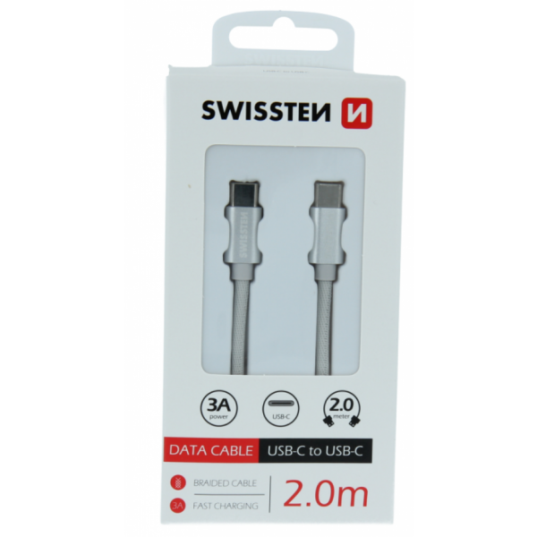 SWISSTEN USB Data Cable Type C na Type C 2m (Siva)