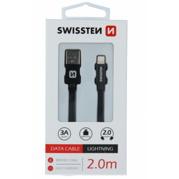 SWISSTEN USB Data Cable 2m lightning (Crna)
