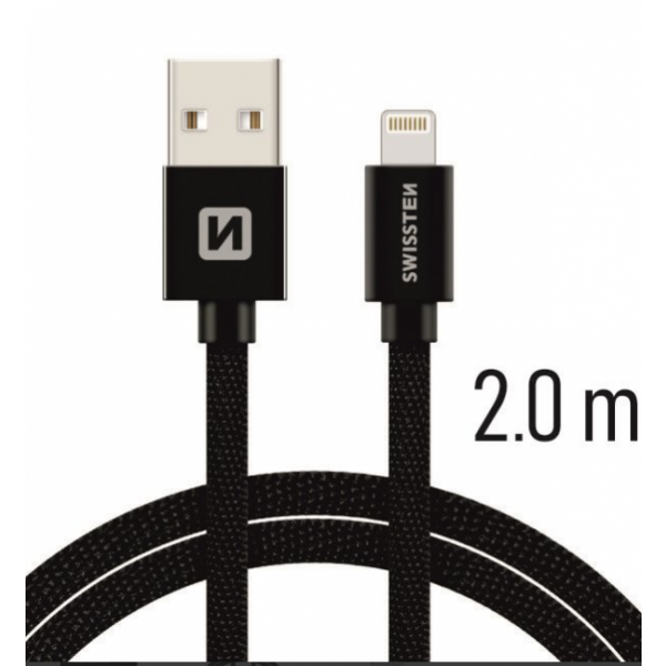SWISSTEN USB Data Cable 2m lightning (Crna) - Image 2