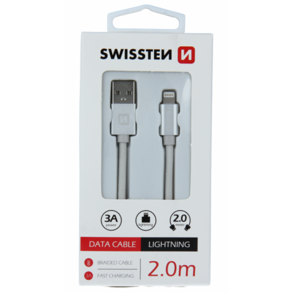 SWISSTEN USB Data Cable 2m lightning (Siva)