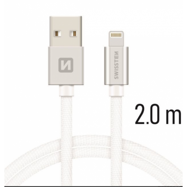 SWISSTEN USB Data Cable 2m lightning (Siva) - Image 2