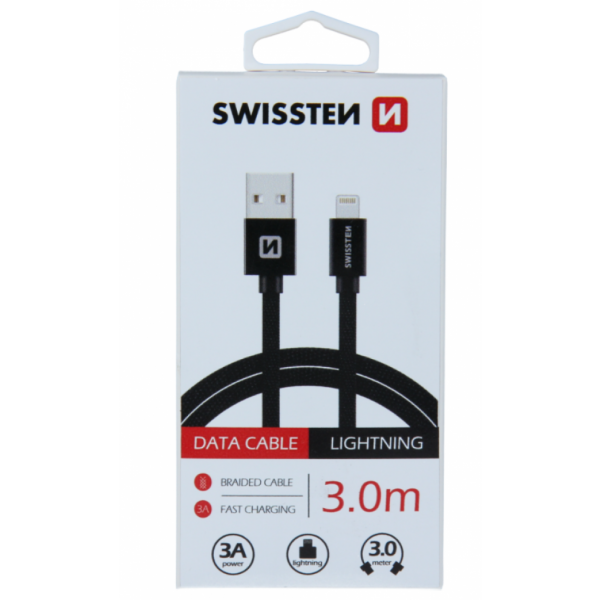 SWISSTEN  USB Data Cable 3m lightning (Crna)