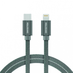 Swissten USB Data cable type C na lightning 2m sivi