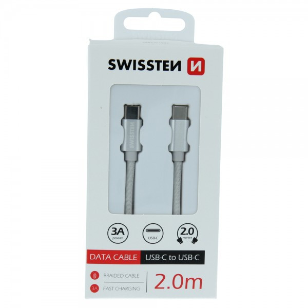 Swissten USB Data Cable 2m Type C sivi - Image 3