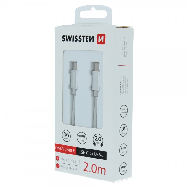 Swissten USB Data Cable 2m Type C sivi - Image 2