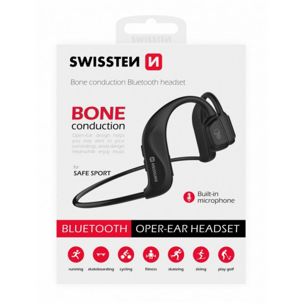 Swissten Bluetooth Slušalice za trčanje Bone crne