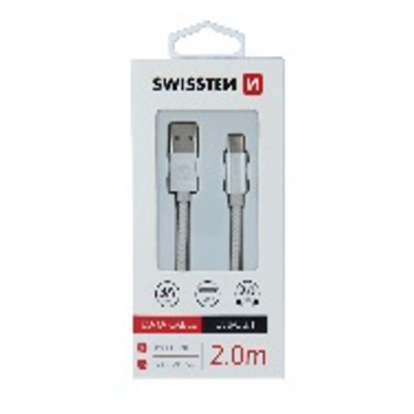 SWISSTEN USB na USB-C kabl 2.0 m (Siva)