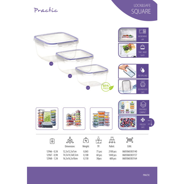 PRACTIC LOCK-SAFE SQUARE BOX 0,5l - Image 2