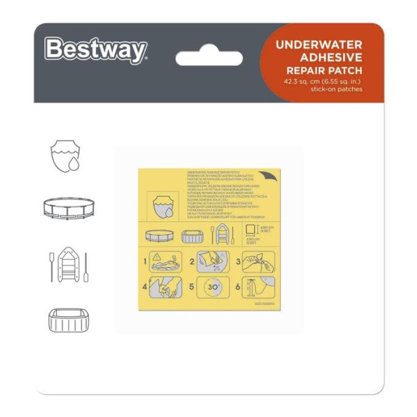 BESTWAY Vodootporna zakrpa za bazene 6.5cmx6.5cm (10 kom) - Image 4