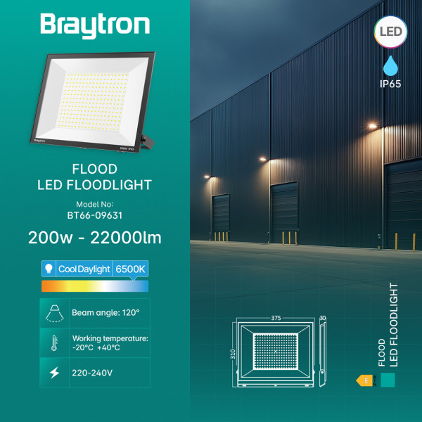 BRAYTRON Led reflektor BRY-FLOOD-CF-200W 6500K IP65 - Image 2