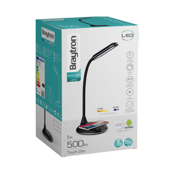 BRAYTRON Stona lampa BRY-LB146-5W-CRNA-DIMABILNA+WIRELESS PUNJENJE - Image 3