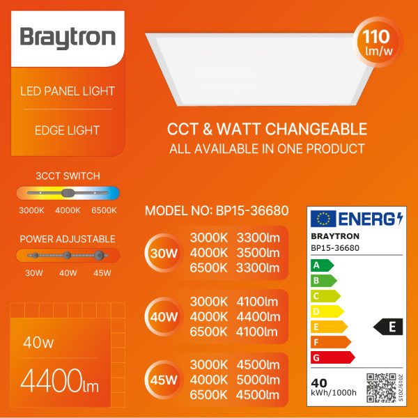 BRAYTRON led panel ugradni BRY-PANELLED-40W-595x595-WHT-3IN1 - Image 6