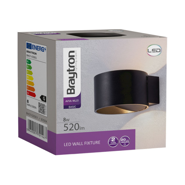 BRAYTRON Led zidna svetiljka BRY-AVVA-WL01-8W-RND-BLC-3000K-WALL LIGHT - Image 5