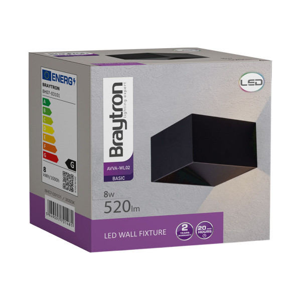 BRAYTRON Led zidna svetiljka BRY-AVVA-WL02-8W-SQR-BLC-3000K-WALL LIGHT - Image 5
