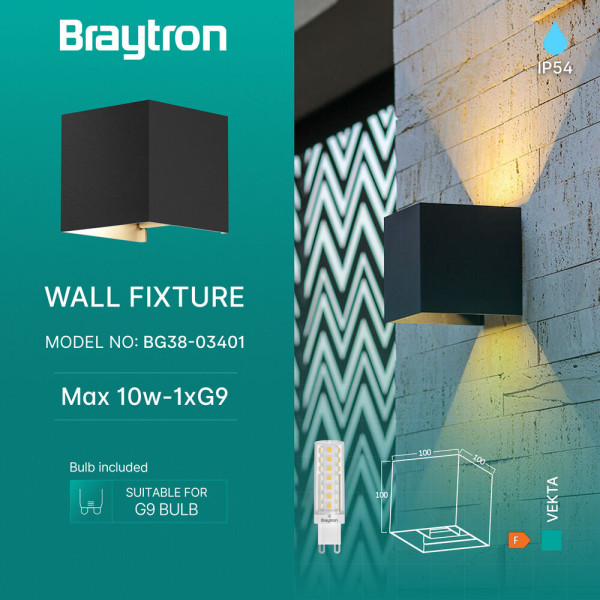 BRAYTRON Zidna svetiljka BRY-VEKTA-B-WL.2-BLC-1xG9-IP54-WALL LIGHT - Image 3