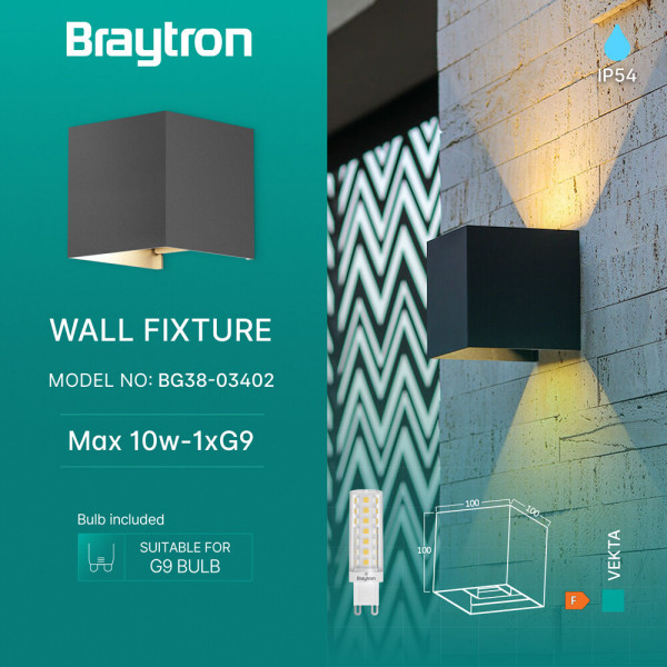 BRAYTRON Zidna svetiljka BRY-VEKTA-B-WL.2-GRY-1xG9-IP54-WALL LIGHT - Image 3