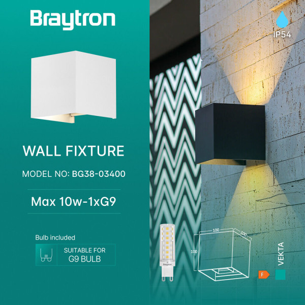 BRAYTRON Zidna svetiljka BRY-VEKTA-B-WL.2-WHT-1xG9-IP54-WALL LIGHT - Image 3