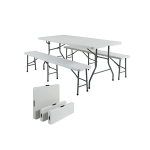 Sklopivi plastični set sto i dve klupe bele 180cm